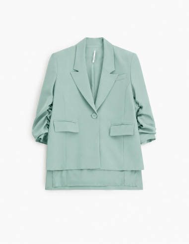 Blazer asymetrique noir a manches froncées - Imperial