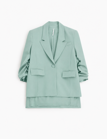 Blazer asymetrique noir a manches froncées - Imperial