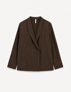 Blazer croisé rayé chocolat – Imperial Femme