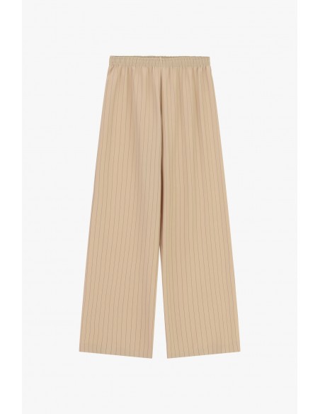 Pantalon palazzo  beige rayé  – Imperial Femme