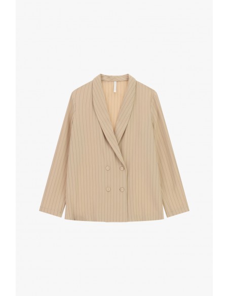 Blazer croisé rayé en crêpe – Imperial Femme