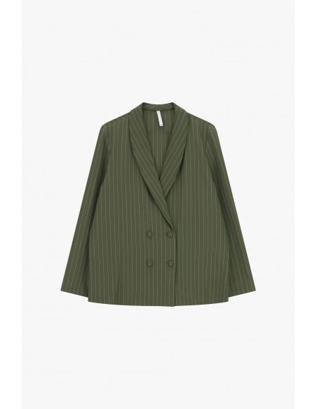 Blazer croisé rayé en crêpe – Imperial Femme