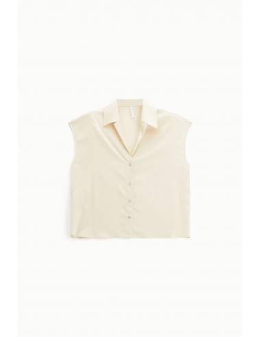 Chemisier manches courtes en crêpe satin champagne – Imperial Femme