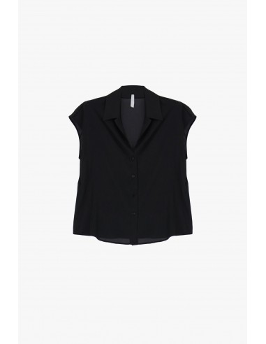 Chemisier manches courtes en crêpe satin noir – Imperial Femme