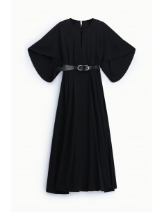 Robe longue manches amples crêpe noir Imperial Femme