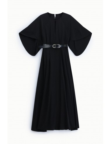 Robe longue manches amples crêpe noir Imperial Femme