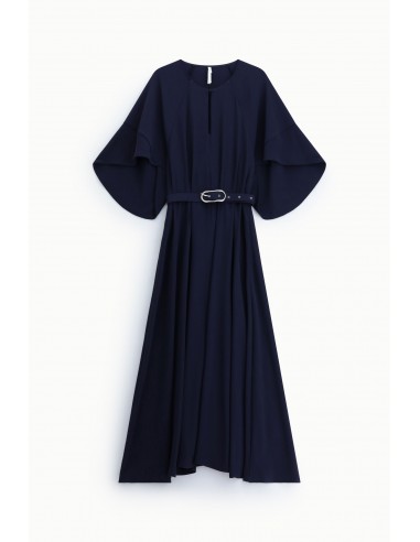 Robe longue manches amples ceinturée en crêpe - Imperial Femme