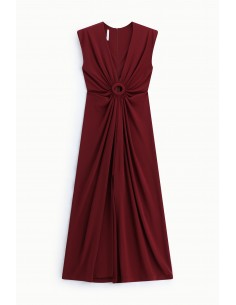 Robe longue drapée bordeaux sans manches – Imperial Femme