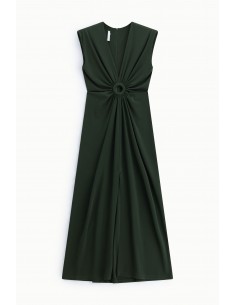 Robe longue  kaki drapée sans manches – Imperial Femme