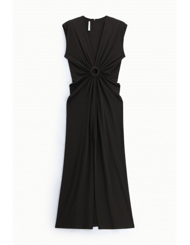 Robe longue chocolat drapée sans manches – Imperial Femme