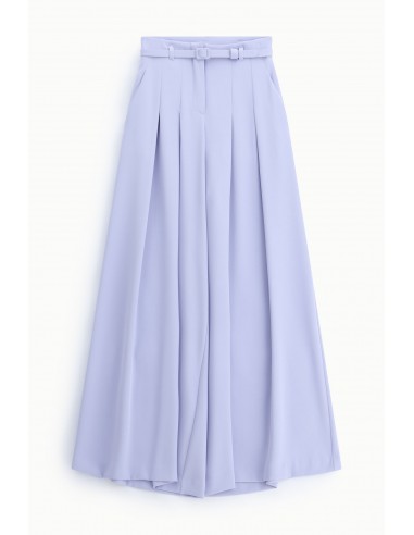 Pantalon palazzo taille haute ceinturé en crêpe coloris lilas – Imperial Femme
