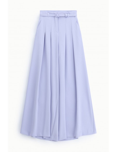 Pantalon palazzo taille haute ceinturé en crêpe coloris lilas – Imperial Femme