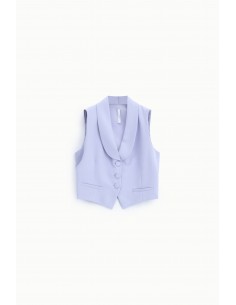 Gilet tailleur Lilas ajusté col châle en crêpe – Imperial Femme