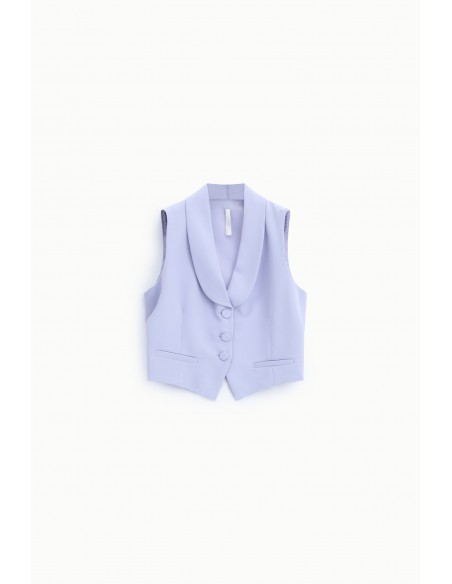 Gilet tailleur Lilas ajusté col châle en crêpe – Imperial Femme