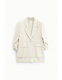 Blazer fluide manches froncées en crêpe diagonal – Imperial Femme