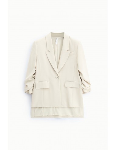 Blazer fluide manches froncées en crêpe diagonal – Imperial Femme