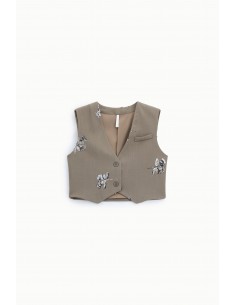 Pantalon palazzo taille haute piqué brodé sequins – Imperial Femme