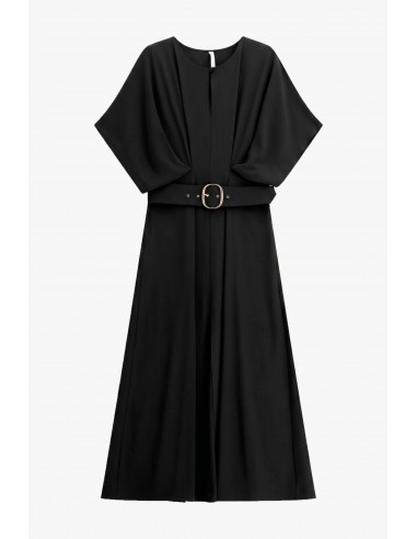 Robe longue noire manches chauve-souris ceinturée – Imperial Femme