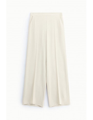 Pantalon palazzo fluide taille haute coloris ecru – Imperial Femme