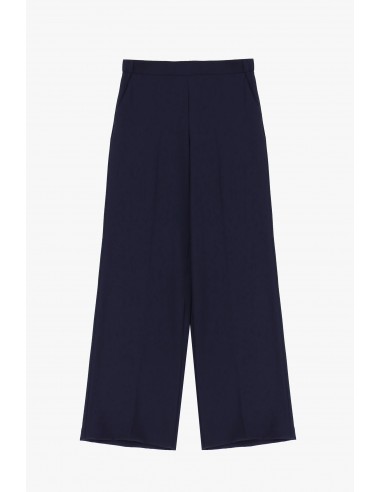 Pantalon palazzo fluide taille haute coloris marine – Imperial Femme
