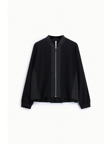 Bomber noir oversize col satin – Imperial Femme