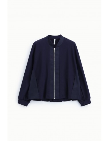 Bomber marine oversize col satin – Imperial Femme