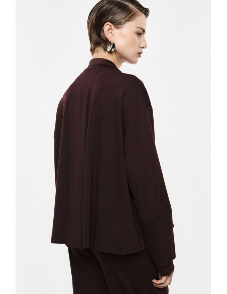 Bomber  bordeaux oversize col satin vue dos – Imperial Femme