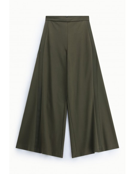 Pantalon palazzo kaki taille satin galons – Imperial Femme