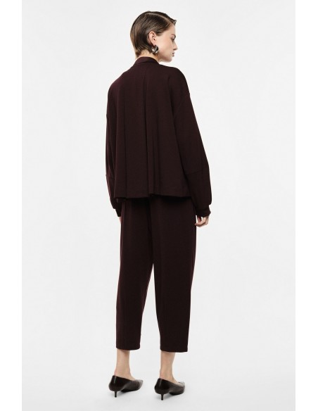 Pantalon ballon bordeaux 3/4 taille haute ceinturé vue dos – Imperial Femme