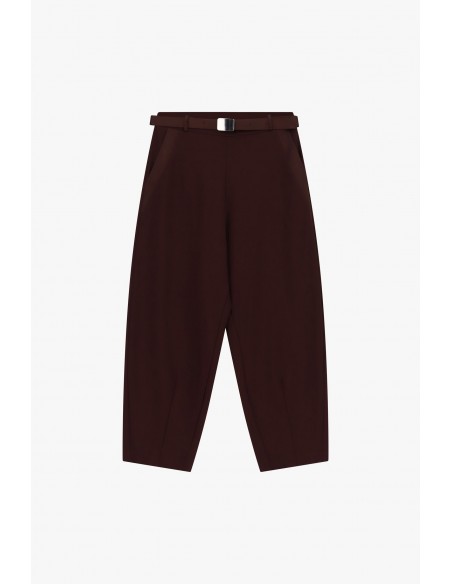 Pantalon ballon bordeaux 3/4 taille haute ceinturé  – Imperial Femme