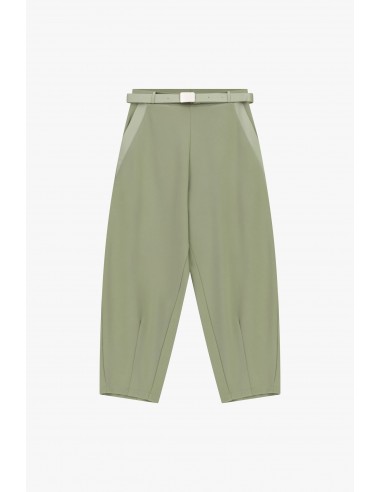 Pantalon ballon vert d'eau 3/4 taille haute ceinturé – Imperial Femme