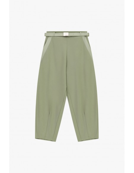 Pantalon ballon vert d'eau 3/4 taille haute ceinturé – Imperial Femme
