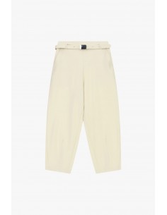 Pantalon ballon ecru 3/4 taille haute ceinturé – Imperial Femme