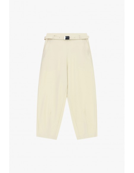 Pantalon ballon ecru 3/4 taille haute ceinturé – Imperial Femme