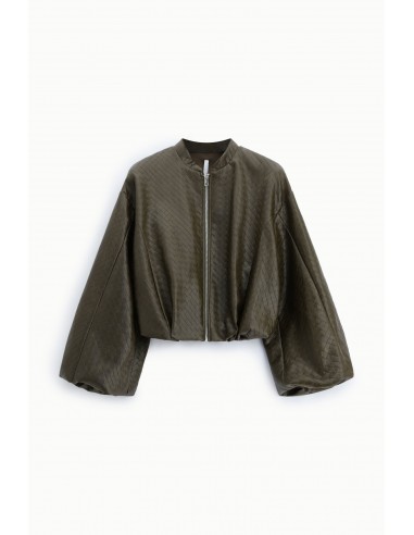 Bomber court éco-cuir tressé gaufré – Imperial Femme
