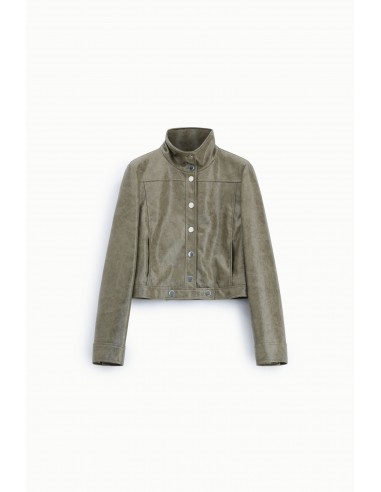 Blouson court éco-cuir craquelé vinyle – Imperial Femme