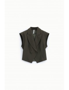 Veste sans manches col revers croisée – Imperial Femme