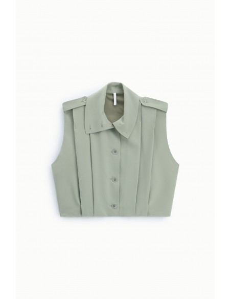 Veste vert d'eau sans manches oversize col montant – Imperial Femme