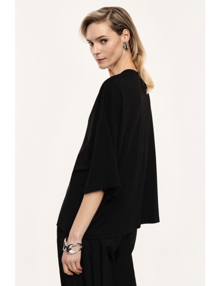 Top ample noir manches chauve-souris col V – Imperial Femme