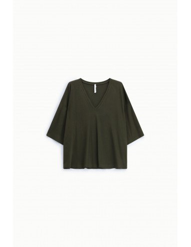 Top ample  militare manches chauve-souris col V – Imperial Femme