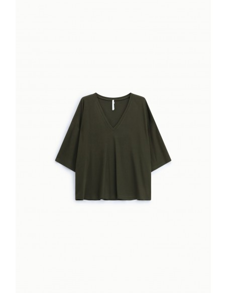 Top ample  militare manches chauve-souris col V – Imperial Femme