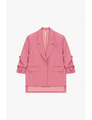 Blazer fluide  Rose manches froncées en crêpe diagonal – Imperial Femme