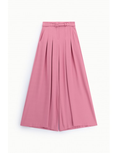 Pantalon palazzo taille haute ceinturé en crêpe – Imperial Femme