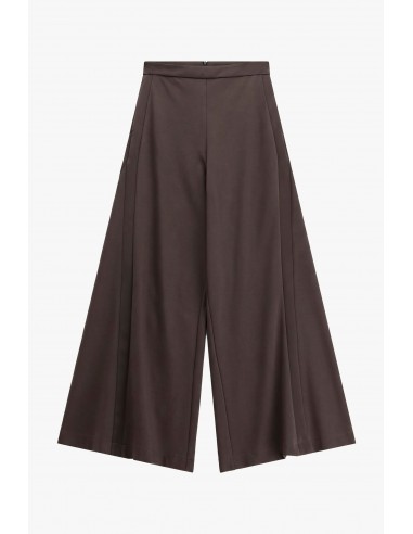 Pantalon palazzo marron taille satin galons – Imperial Femme