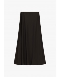Jupe midi sirène chocolat en crêpe satin – Imperial Femme