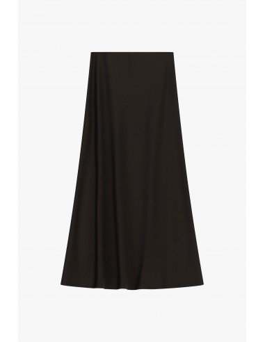 Jupe midi sirène chocolat en crêpe satin – Imperial Femme