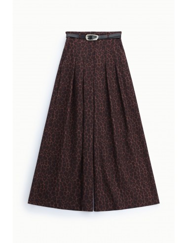 Pantalon palazzo imprimé panthère taille haute ceinturé – Imperial Femme