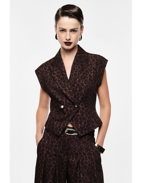 Gilet sans manches imprimé panthère Imperial Femme vue de dos épaules structurées