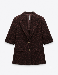 Blazer manches courtes imprimé panthère – Imperial Femme