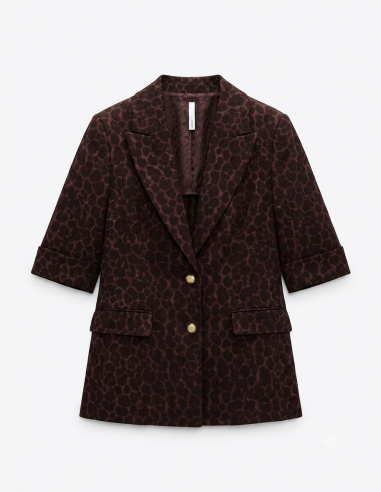 Blazer manches courtes imprimé panthère – Imperial Femme